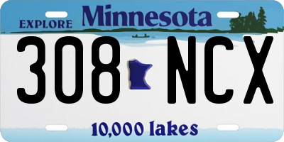 MN license plate 308NCX