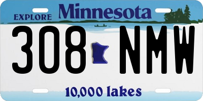 MN license plate 308NMW