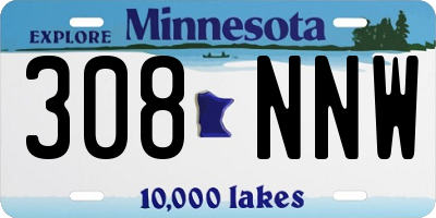 MN license plate 308NNW