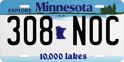 MN license plate 308NOC