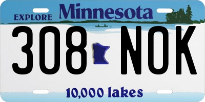 MN license plate 308NOK