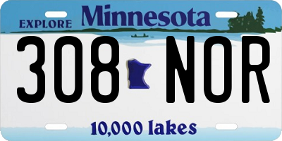 MN license plate 308NOR