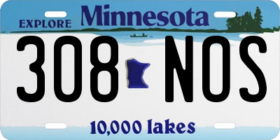 MN license plate 308NOS