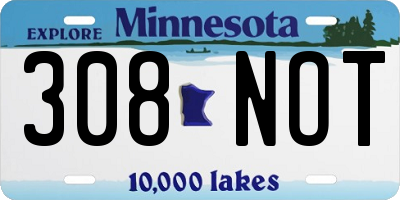 MN license plate 308NOT
