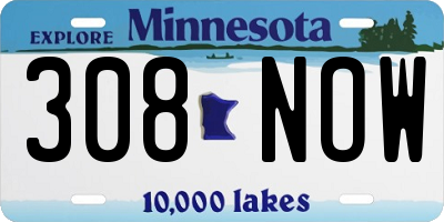 MN license plate 308NOW