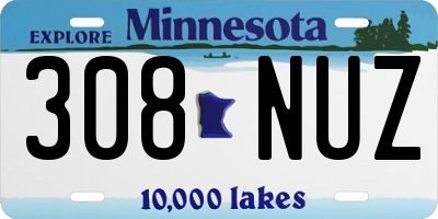 MN license plate 308NUZ