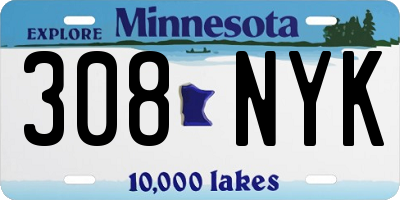 MN license plate 308NYK