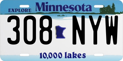 MN license plate 308NYW