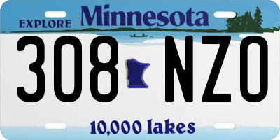 MN license plate 308NZO