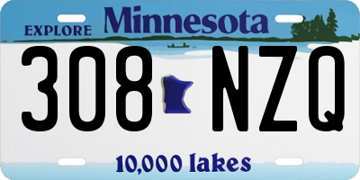 MN license plate 308NZQ