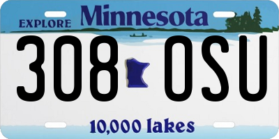 MN license plate 308OSU