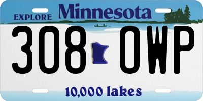 MN license plate 308OWP