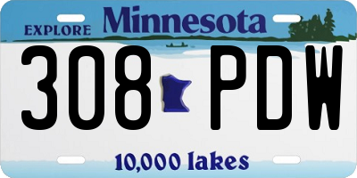 MN license plate 308PDW
