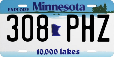 MN license plate 308PHZ