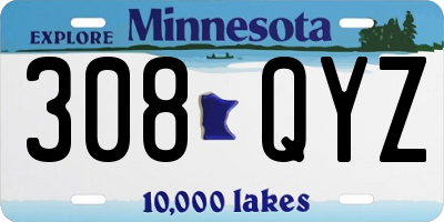 MN license plate 308QYZ