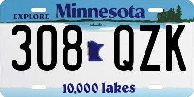 MN license plate 308QZK