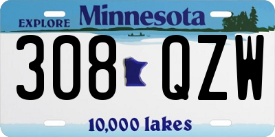 MN license plate 308QZW