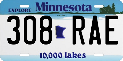 MN license plate 308RAE