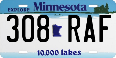 MN license plate 308RAF