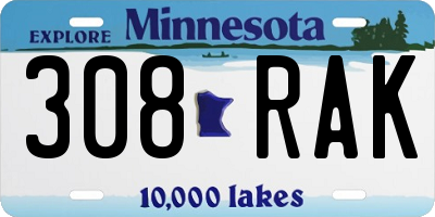 MN license plate 308RAK