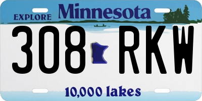 MN license plate 308RKW