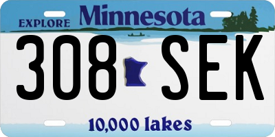 MN license plate 308SEK
