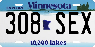 MN license plate 308SEX
