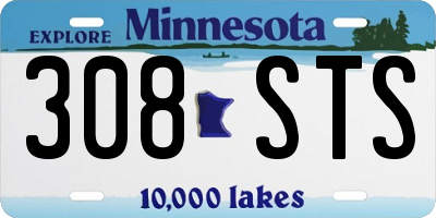 MN license plate 308STS