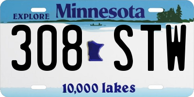 MN license plate 308STW