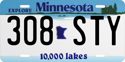 MN license plate 308STY