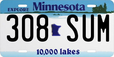 MN license plate 308SUM