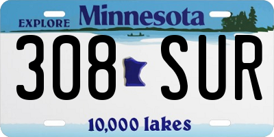 MN license plate 308SUR