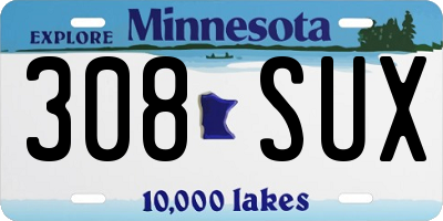 MN license plate 308SUX