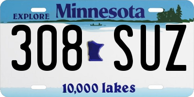 MN license plate 308SUZ