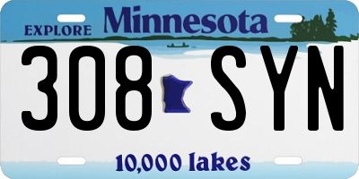 MN license plate 308SYN