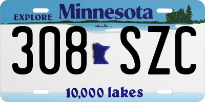 MN license plate 308SZC