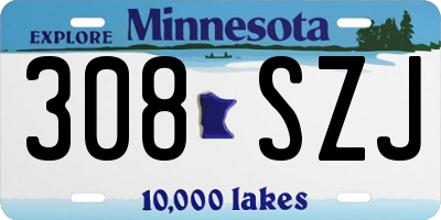 MN license plate 308SZJ