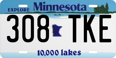 MN license plate 308TKE