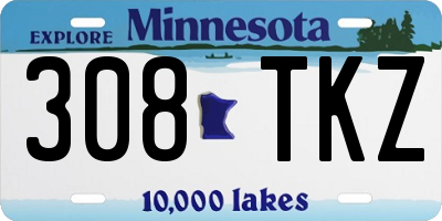 MN license plate 308TKZ