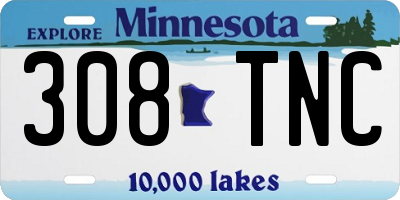 MN license plate 308TNC