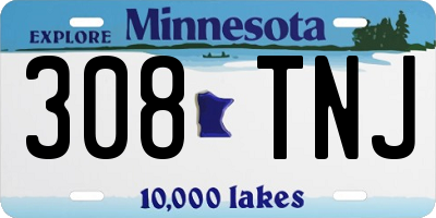MN license plate 308TNJ
