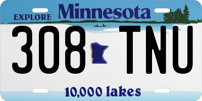 MN license plate 308TNU