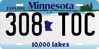 MN license plate 308TOC