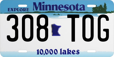 MN license plate 308TOG