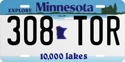 MN license plate 308TOR