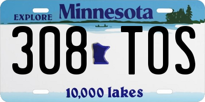 MN license plate 308TOS