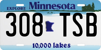 MN license plate 308TSB