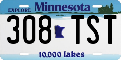 MN license plate 308TST