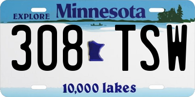 MN license plate 308TSW