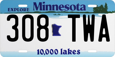 MN license plate 308TWA